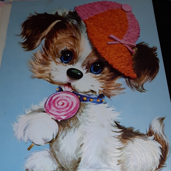 Vintage 1970 MCM Quality Crest Pastel Pets birthday & get well cards set 8 NEW - Picture 6 of 8